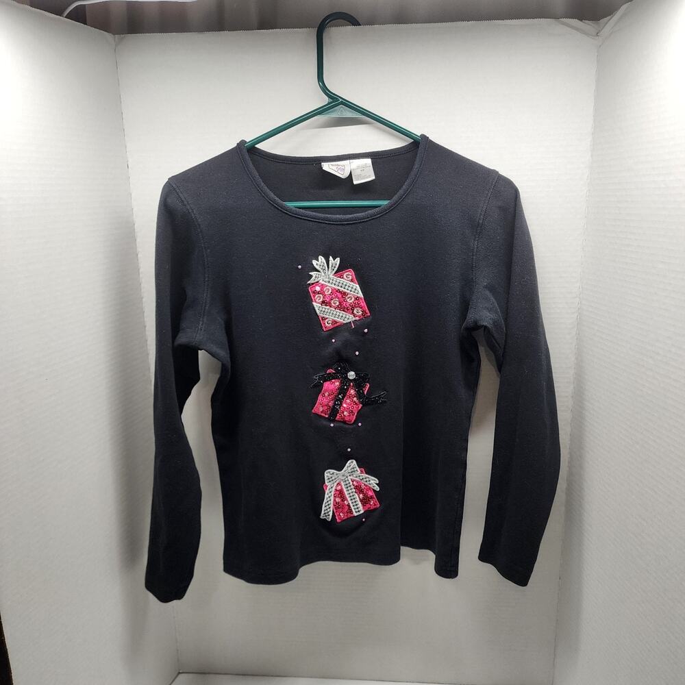 Peanut butter & jelly Christmas present long sleeve shirt Women's Small - Black0